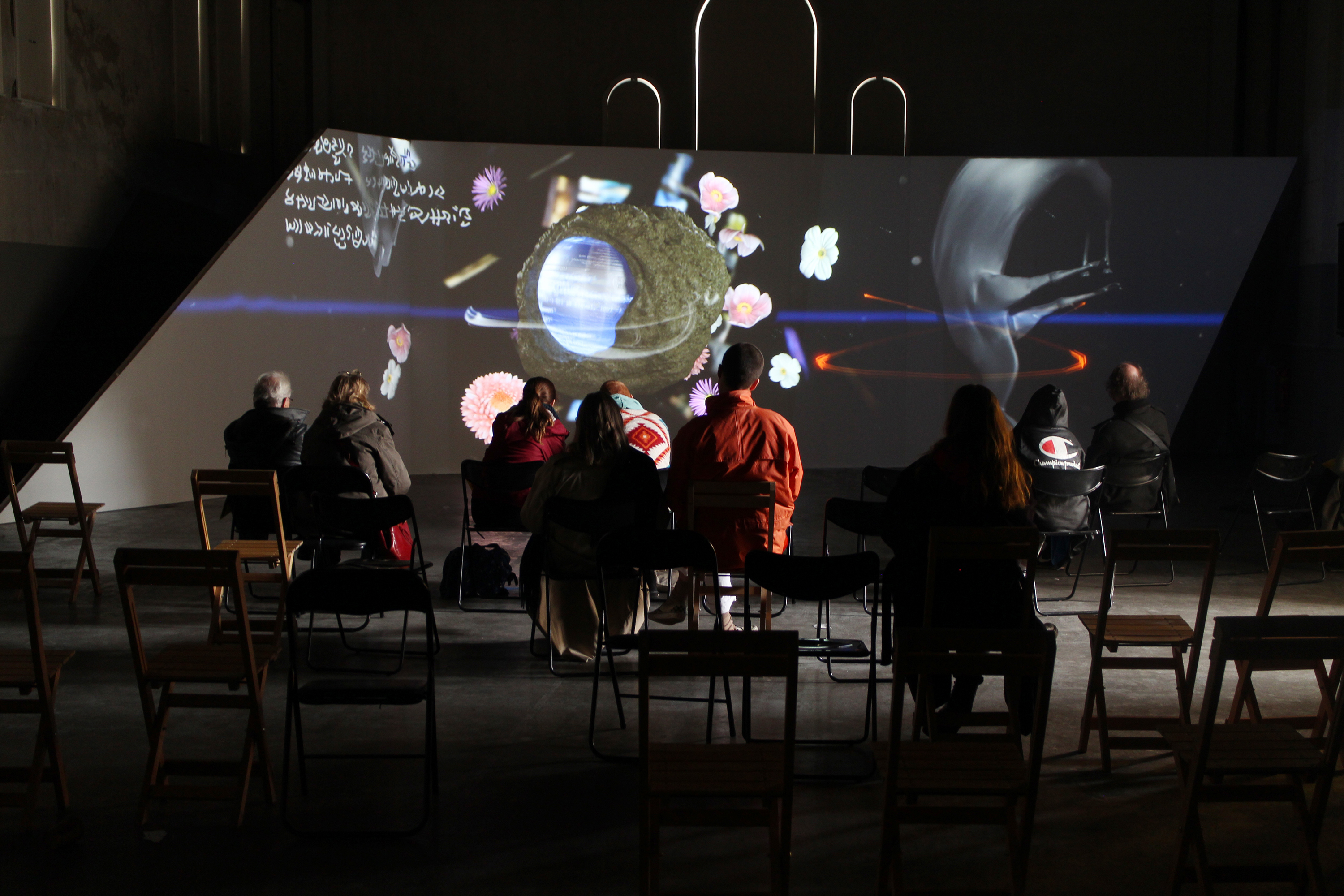 Photo of unfair exhibition with video installation screen